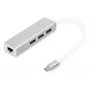 Hub DIGITUS 3 Portas USB 3.0 Type-C com Gigabit Ethernet 3x USB A/F, 1xUSB C/M, 1x RJ45 LAN
