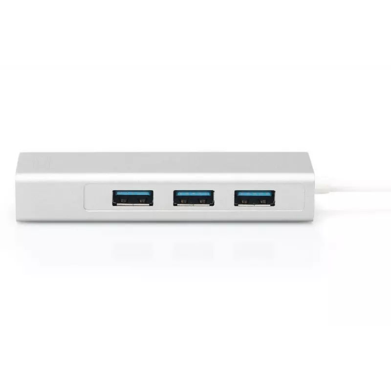 Hub DIGITUS 3 Portas USB 3.0 Type-C com Gigabit Ethernet 3x USB A/F, 1xUSB C/M, 1x RJ45 LAN