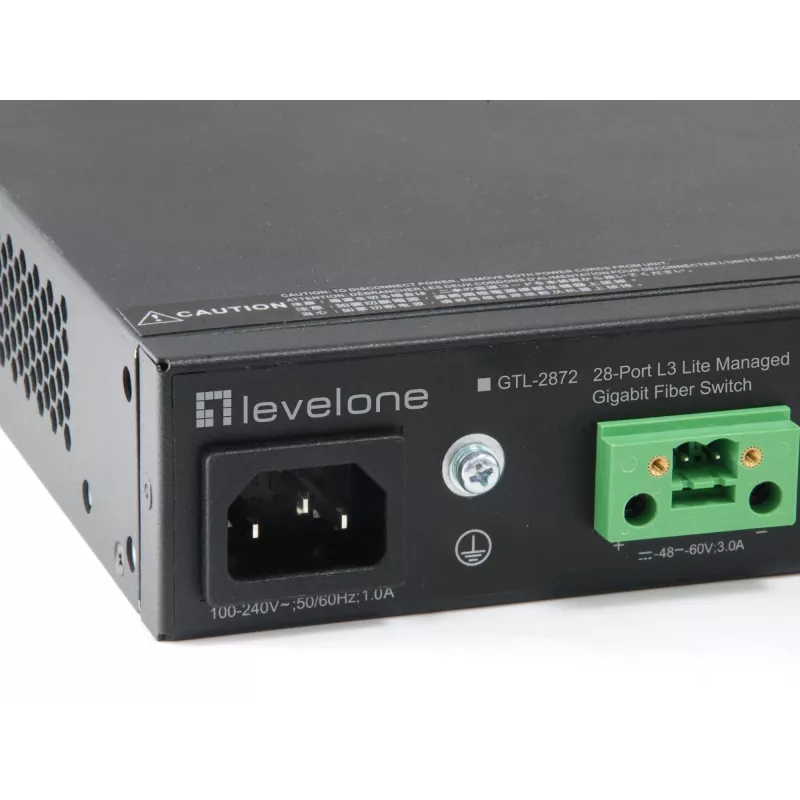 Comutador de fibra LevelOne KILBY 28 portas L3 Lite Gerido Gigabit, 4 x 10GbE SFP+, 4 x Gigabit SFP/RJ45 Combo