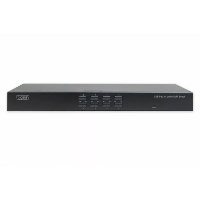 DIGITUS USB-PS/2 Combo-KVM Switch 8 portas com slot para módulo IP
