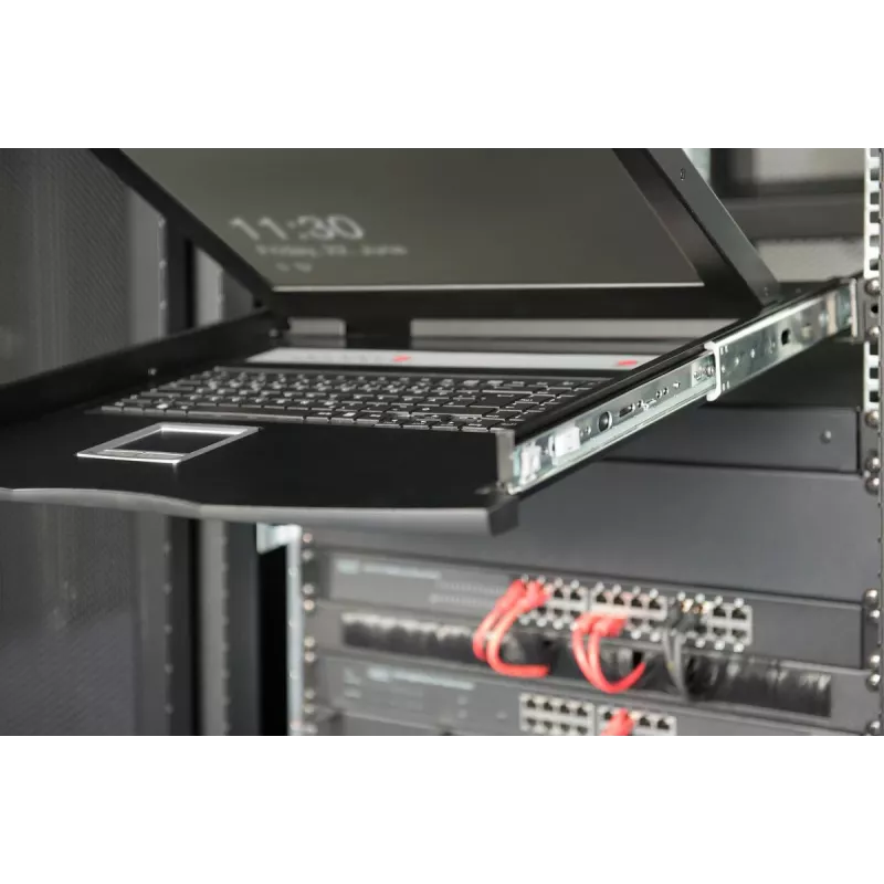 Consola TFT modular DIGITUS de 48,3 cm (19 polegadas) com KVM de 1 porta, RAL 9005 preto - Qwertzu alemão