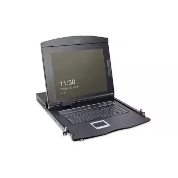 Consola TFT modular DIGITUS de 43,2 cm (17 polegadas) com KVM de 8 portas RAL 9005 preto - Qwertzu alemão