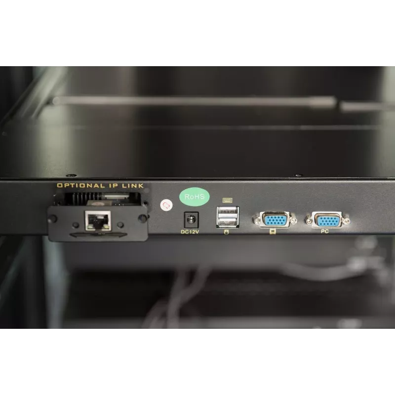 Consola TFT modular DIGITUS de 43,2 cm (17 polegadas) com KVM de 8 portas RAL 9005 preto - Qwertzu alemão