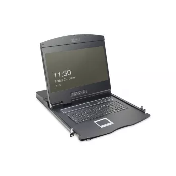 Consola TFT modular DIGITUS de 48,3 cm (19 polegadas) com KVM de 8 portas, RAL 9005 preto - Qwertzu alemão