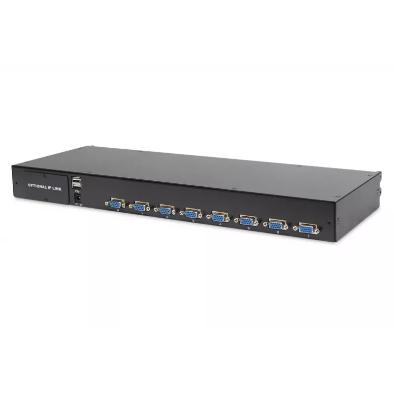 DIGITUS DS-72211-3GE consola KVM LCD de 19 polegadas, VGA de 16 portas, touchpad, teclado alemão