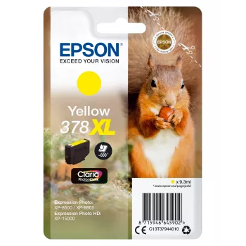 Epson Squirrel embalagem individual amarelo 378XL Claria Photo HD tinta, alta (XL) autonomia, amarelo, tinta pigmentada, 9,3 ml, 1 unid., 830 páginas