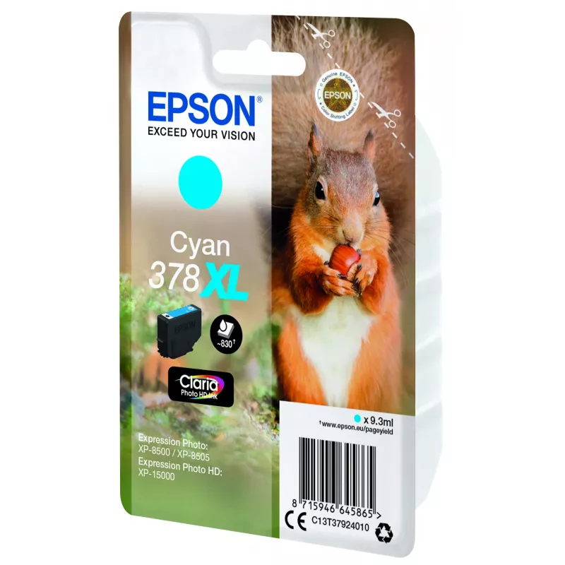 Epson Squirrel embalagem individual ciano 378XL Claria Photo HD tinta