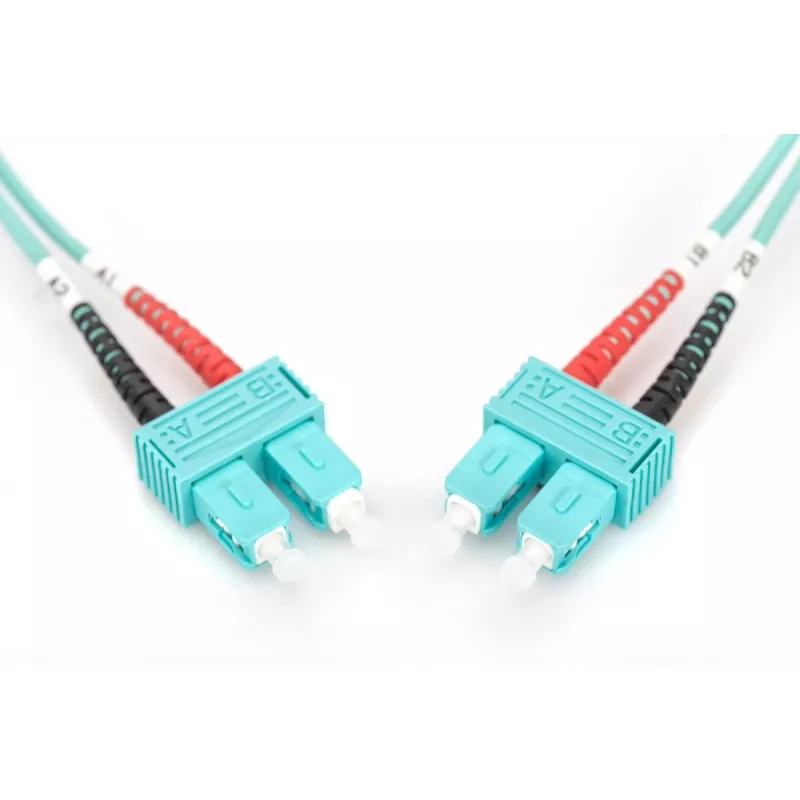 DIGITUS cabo de patch de fibra ótica, SC a SC multimodo 50/125 µ, duplex comprimento 1 m classe OM3