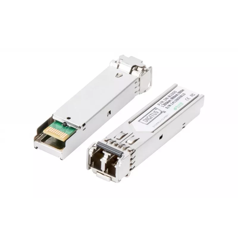 Módulo SFP DIGITUS 1,25 Gbit/s, até 550 m multimodo, conector LC duplex 1000Base-SX, 850 nm