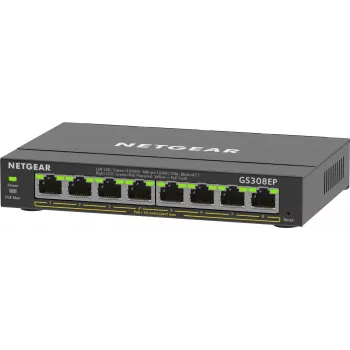 Switch NETGEAR 8 portas Gigabit Ethernet PoE+ Plus (GS308EP) Gerido L2/L3 Gigabit Ethernet (10/100/1000) Power over Ethernet (PoE) preto