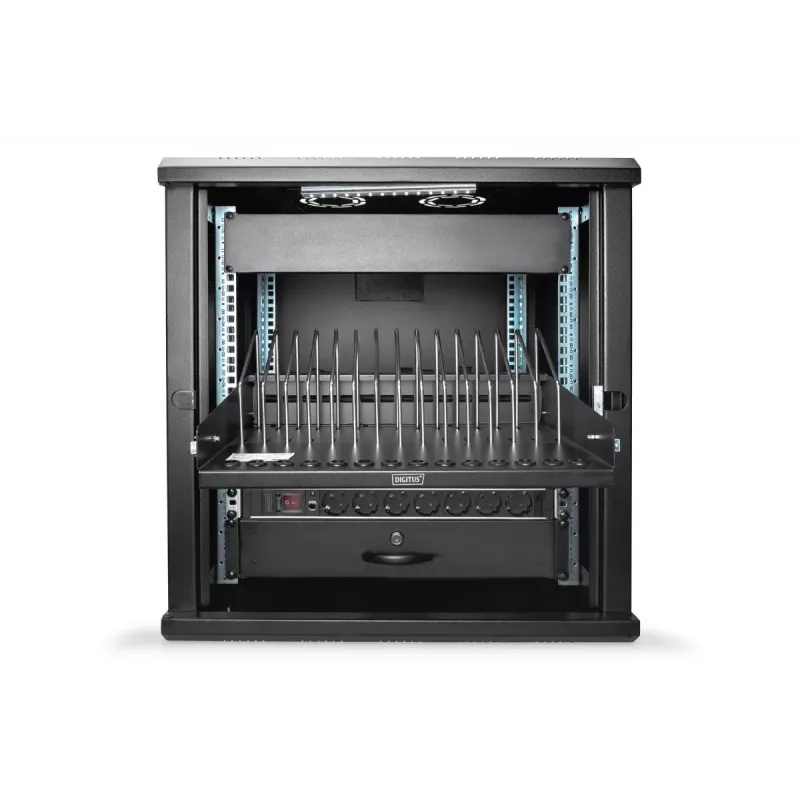 Prateleira extensível DIGITUS para tablets, portáteis, smartphones 175x483x340 mm, preto