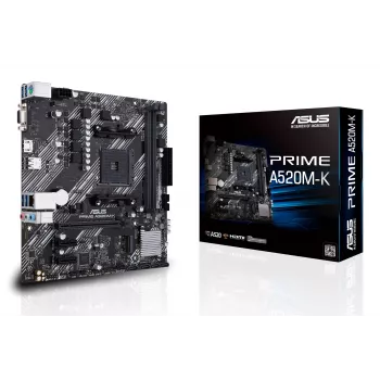 Motherboard ASUS PRIME A520M-K, chipset AMD A520, socket AM4, micro ATX, 2x DDR4, 64 GB, 1x M.2, 4x SATA III, HDMI 2.1