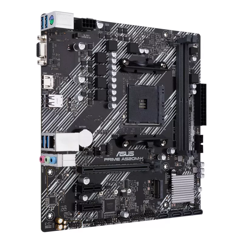 Motherboard ASUS PRIME A520M-K, chipset AMD A520, socket AM4, micro ATX, 2x DDR4, 64 GB, 1x M.2, 4x SATA III, HDMI 2.1