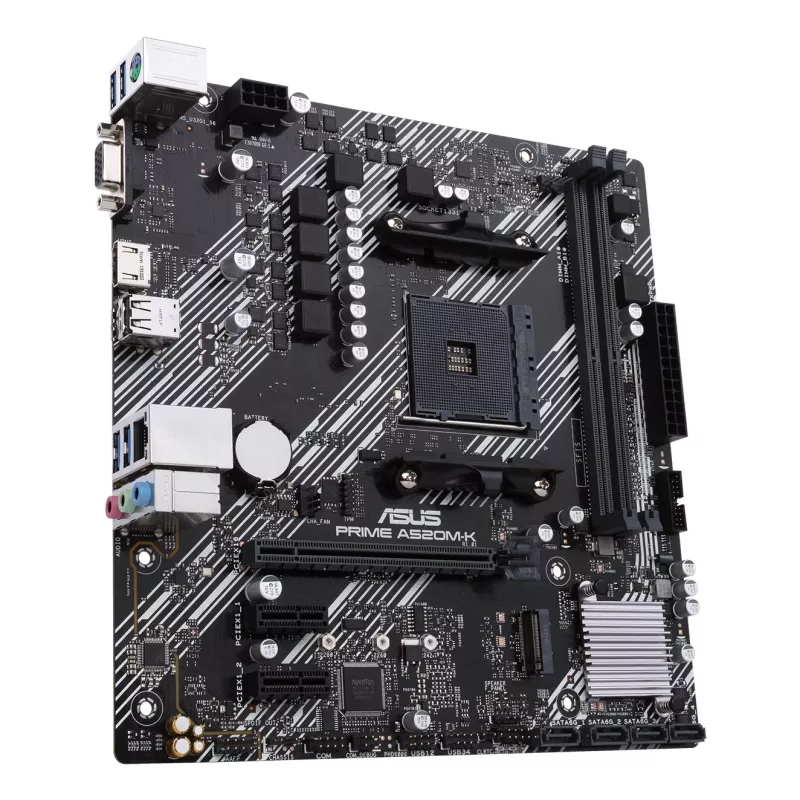 Motherboard ASUS PRIME A520M-K, chipset AMD A520, socket AM4, micro ATX, 2x DDR4, 64 GB, 1x M.2, 4x SATA III, HDMI 2.1