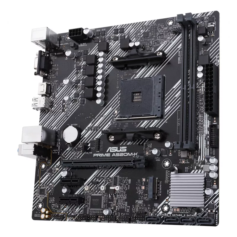Motherboard ASUS PRIME A520M-K, chipset AMD A520, socket AM4, micro ATX, 2x DDR4, 64 GB, 1x M.2, 4x SATA III, HDMI 2.1