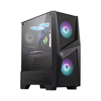 MSI MAG FORGE 100R caixa de computador gaming Midi Tower 'preto, 2x ventoinhas ARGB PWM 120mm, 1x ventoinha 120mm, 1-6 ARGB Hub, Mystic Light Sync, painel de vidro temperado, ATX, mATX, mini-ITX'