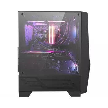 MSI MAG FORGE 100R caixa de computador gaming Midi Tower 'preto, 2x ventoinhas ARGB PWM 120mm, 1x ventoinha 120mm, 1-6 ARGB Hub, Mystic Light Sync, painel de vidro temperado, ATX, mATX, mini-ITX'