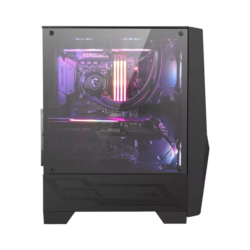MSI MAG FORGE 100R caixa gaming Mid Tower, ATX/mATX/Mini-ITX, vidro temperado, 2 ventoinhas ARGB de 120 mm, preta