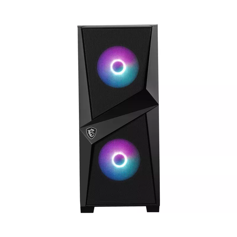 MSI MAG FORGE 100R caixa gaming Mid Tower, ATX/mATX/Mini-ITX, vidro temperado, 2 ventoinhas ARGB de 120 mm, preta