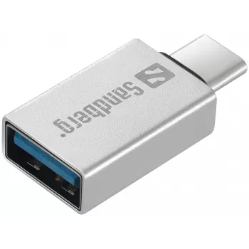 Sandberg Dongle USB-C para USB 3.0, USB 3.2 Gen 1 (3.1 Gen 1) Type-C, USB 3.2 Gen 1 (3.1 Gen 1) Type-A, Prateado, Alumínio, 5 g, 80 mm