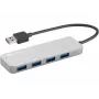 Sandberg Hub USB 3.0 4 Portas SAVER, USB 3.2 Gen 1 (3.1 Gen 1) Type-A, USB 3.2 Gen 1 (3.1 Gen 1) Type-A, 5000 Mbit/s, Prateado, Alumínio, 40 g