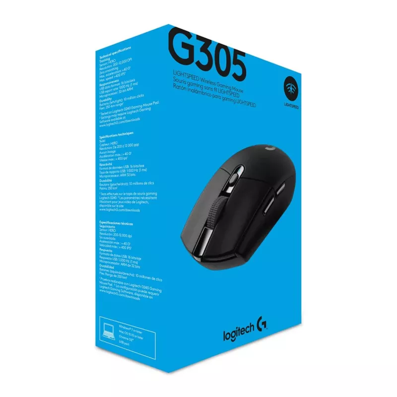 Rato gaming sem fios Logitech G305 Lightspeed, preto