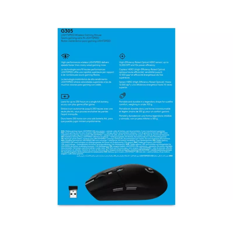 Rato gaming sem fios Logitech G305 Lightspeed, preto