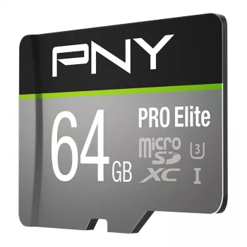 Micro-SD PNY Pro Elite 64 GB Class 10 UHS-I U3 A1 V30 com adaptador SD