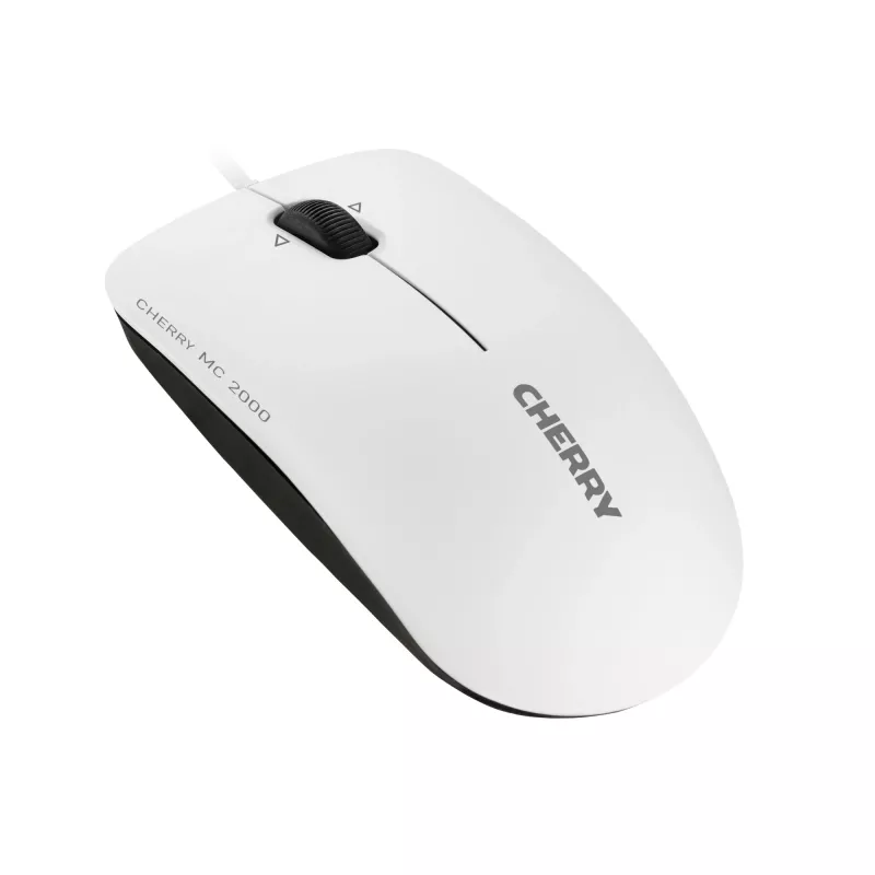 Rato com fios CHERRY MC 2000 com roda inclinável, Cinzento claro, USB, ambidestro, LED IR, USB Type-A, 1600 DPI, Cinzento