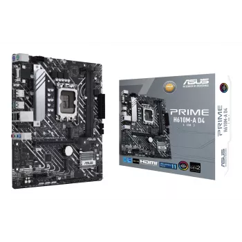 Placa-mãe ASUS PRIME H610M-A D4-CSM, Intel H610, LGA 1700, micro ATX, DDR4, 2x DIMM, 64GB, 2x M.2, 4x SATA III, HDMI 2.1, DP 1.4