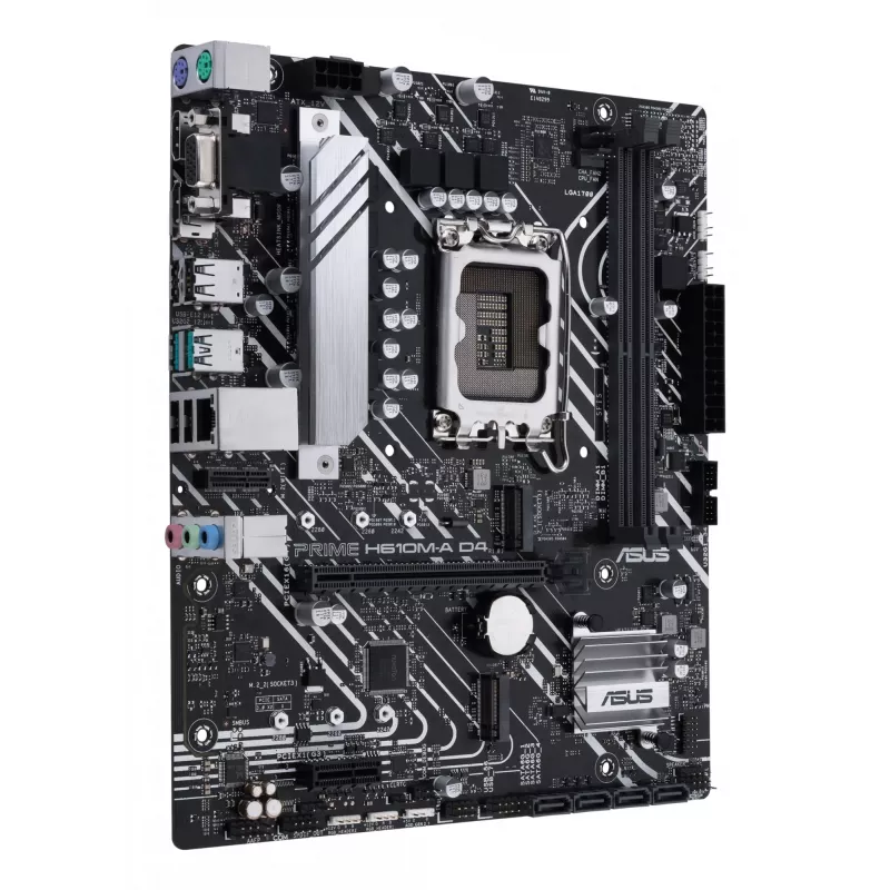 ASUS PRIME H610M-A D4-CSM placa-mãe, Intel H610, LGA 1700, micro ATX, 2x DDR4 DIMM, máx. 64 GB, 2x M.2, 4x SATA III, HDMI, DisplayPort, VGA, Gigabit LAN