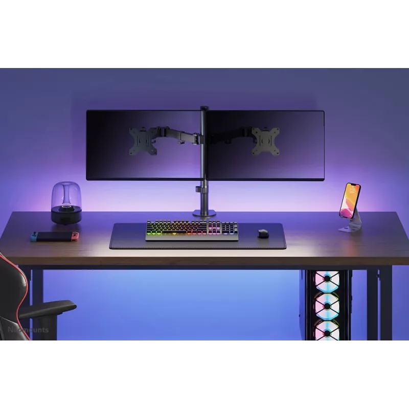 Braço para monitor Neomounts FPMA-D550Dpreto 10-32 polegadas, fixação por grampo/passagem na mesa, 8 kg, 25,4 cm (10 polegadas), 81,3 cm (32 polegadas), 100 x 100 mm, preto