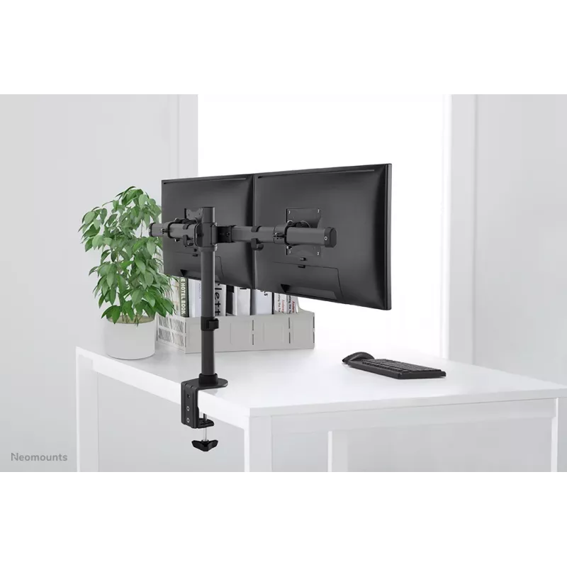 Braço para monitor Neomounts FPMA-DCB100Dpreto 10-27 polegadas, grampo/passagem na mesa, 10 kg, 25,4 cm (10 polegadas), 68,6 cm (27 polegadas), 100 x 100 mm, preto