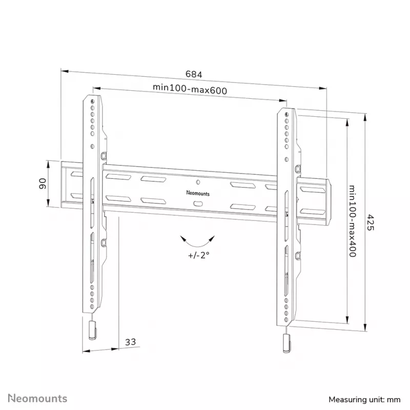 Suporte de parede para TV Neomounts WL30S-850BL16 42-86 polegadas - fixo - com fecho - instalação rápida
