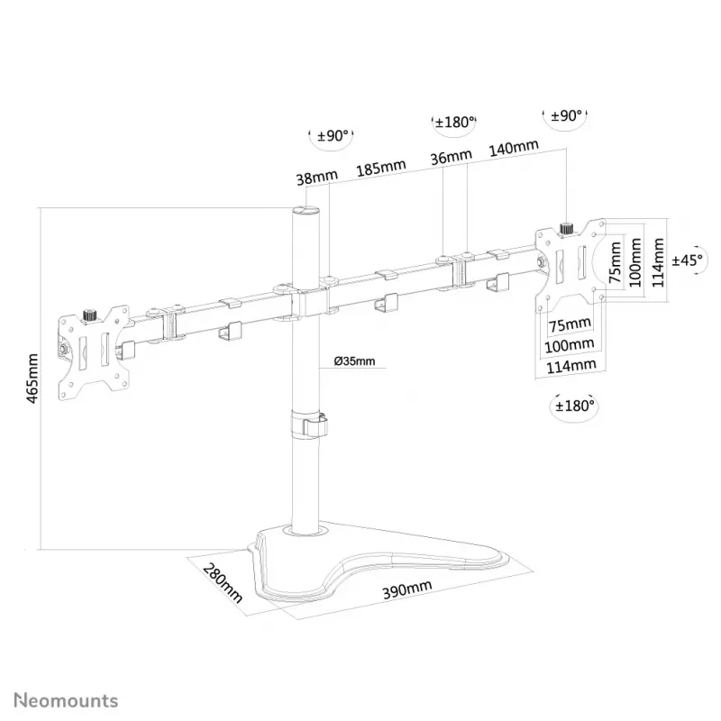 Suporte para monitor Neomounts FPMA-D550DDpreto 10-32 polegadas, autónomo, 8 kg, 25,4 cm (10 polegadas), 81,3 cm (32 polegadas), 100 x 100 mm, preto
