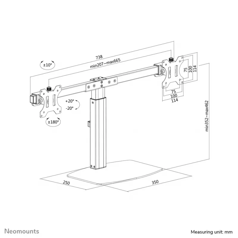 Neomounts FPMA-D865D Preto Suporte para monitor 10-27 polegadas - mola a gás