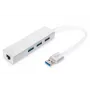 DIGITUS Hub USB 3.0, 3 portas e adaptador Gigabit-LAN 3xUSB A/F, 1xUSB A/M, 1xRJ45 LAN Compatível com Windows e Mac OS