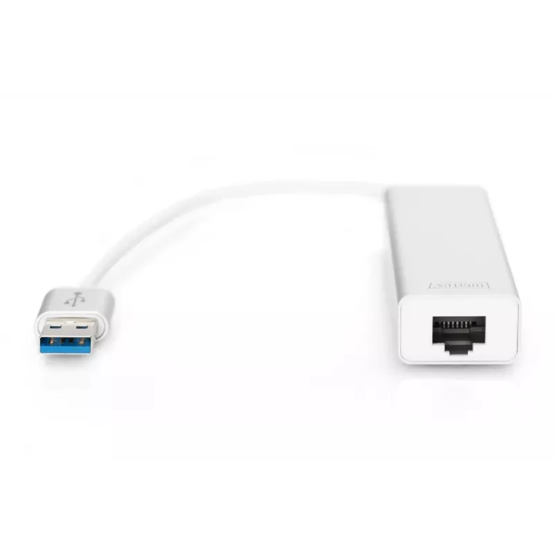 DIGITUS Hub USB 3.0, 3 portas e adaptador Gigabit-LAN 3xUSB A/F, 1xUSB A/M, 1xRJ45 LAN Compatível com Windows e Mac OS