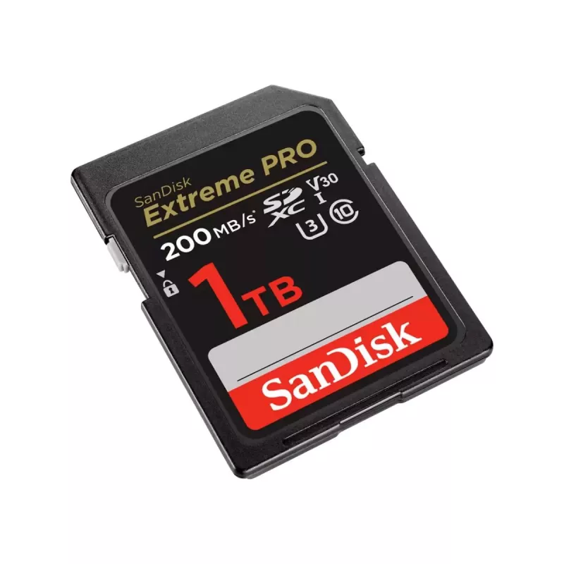 Cartão de memória flash SDXC SANDISK Extreme PRO 1TB UHS-I U3 V30 Classe 10, até 200 MB/s leitura, 140 MB/s escrita, resistente a choques, preto