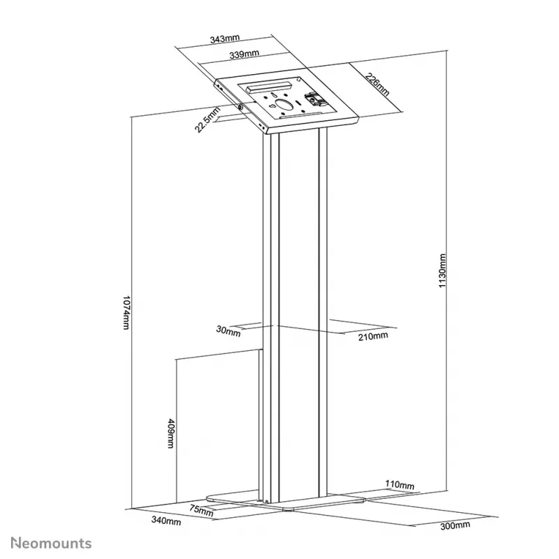 Suporte de chão para tablet Neomounts FL15-750WH1 9,7–11 polegadas - com fecho