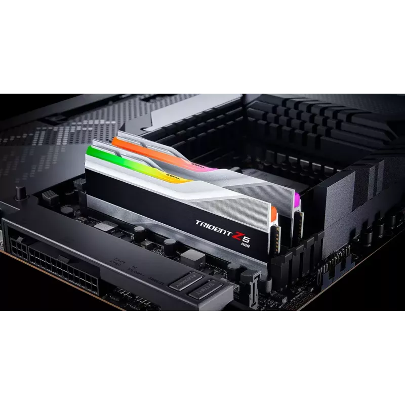 DIMM 32 GB DDR5-6400 (2x 16 GB) Dual-Kit, memória RAM prateada, F5-6400J3239G16GX2-TZ5RS, Trident Z5 RGB, INTEL XMP
