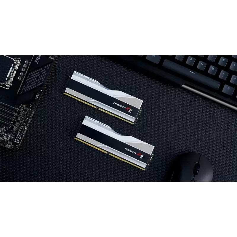 DIMM 32 GB DDR5-6400 (2x 16 GB) Dual-Kit, memória RAM prateada, F5-6400J3239G16GX2-TZ5RS, Trident Z5 RGB, INTEL XMP