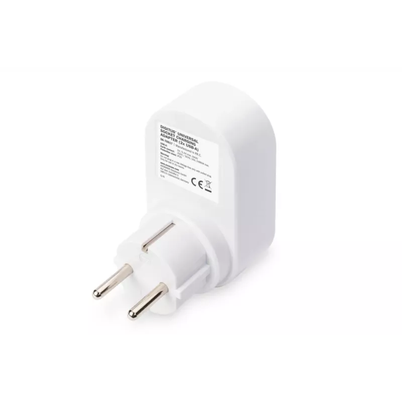 DIGITUS Fonte de alimentação com 2 portas USB 250V, 50 Hz, USB: 5V, 2,1A, branco / cinzento