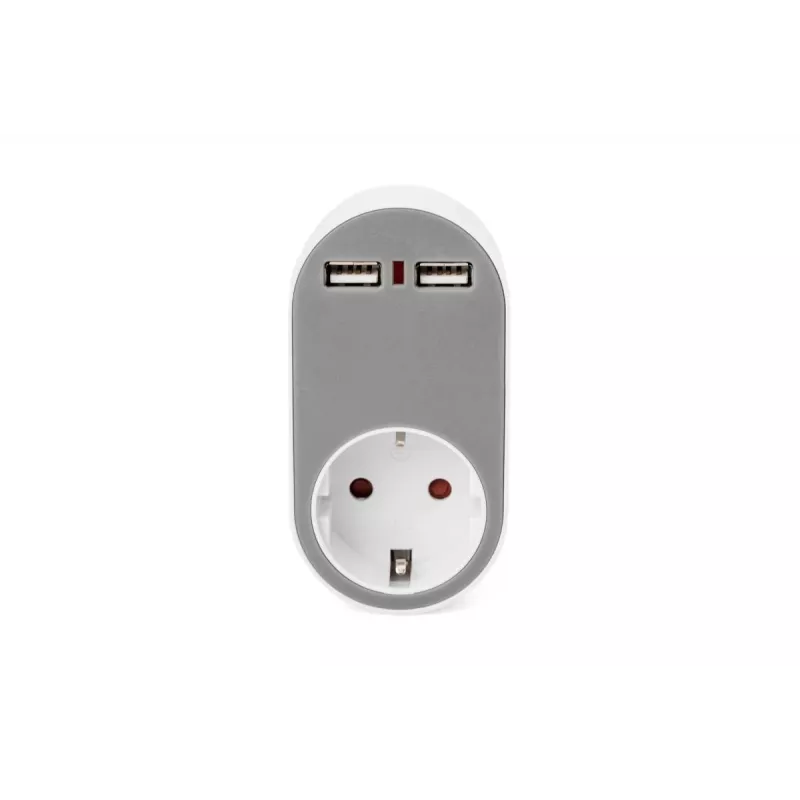 DIGITUS Fonte de alimentação com 2 portas USB 250V, 50 Hz, USB: 5V, 2,1A, branco / cinzento