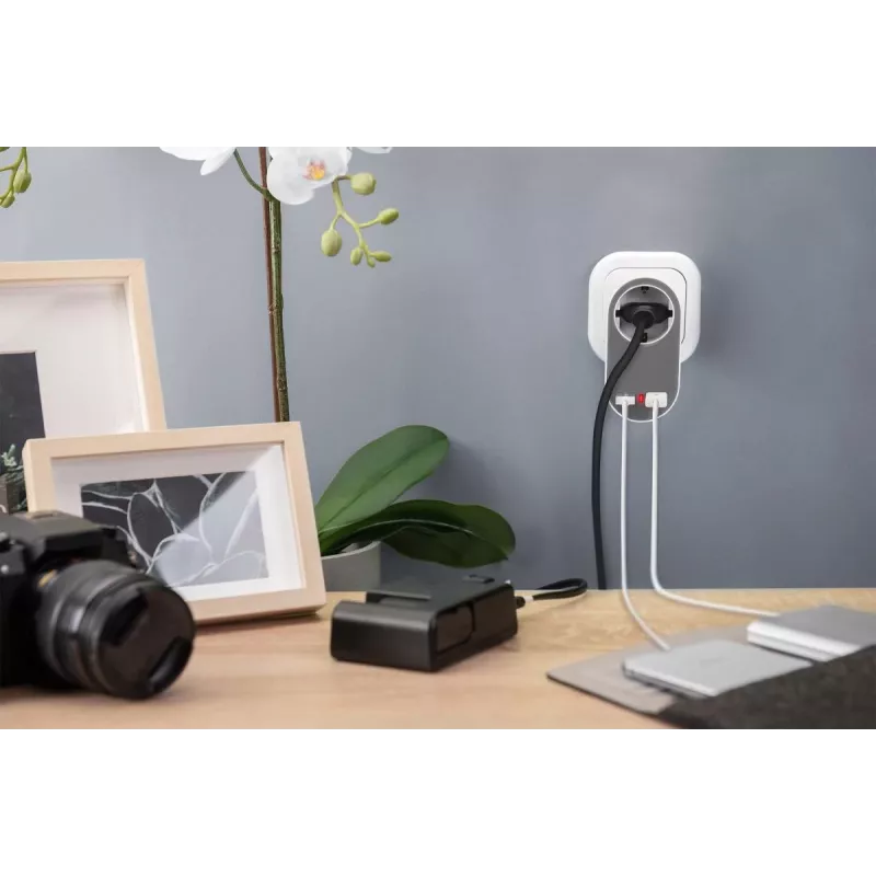 DIGITUS Fonte de alimentação com 2 portas USB 250V, 50 Hz, USB: 5V, 2,1A, branco / cinzento