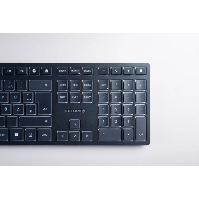 Teclado fino CHERRY KW 9100 universal RF sem fios + Bluetooth QWERTZ preto