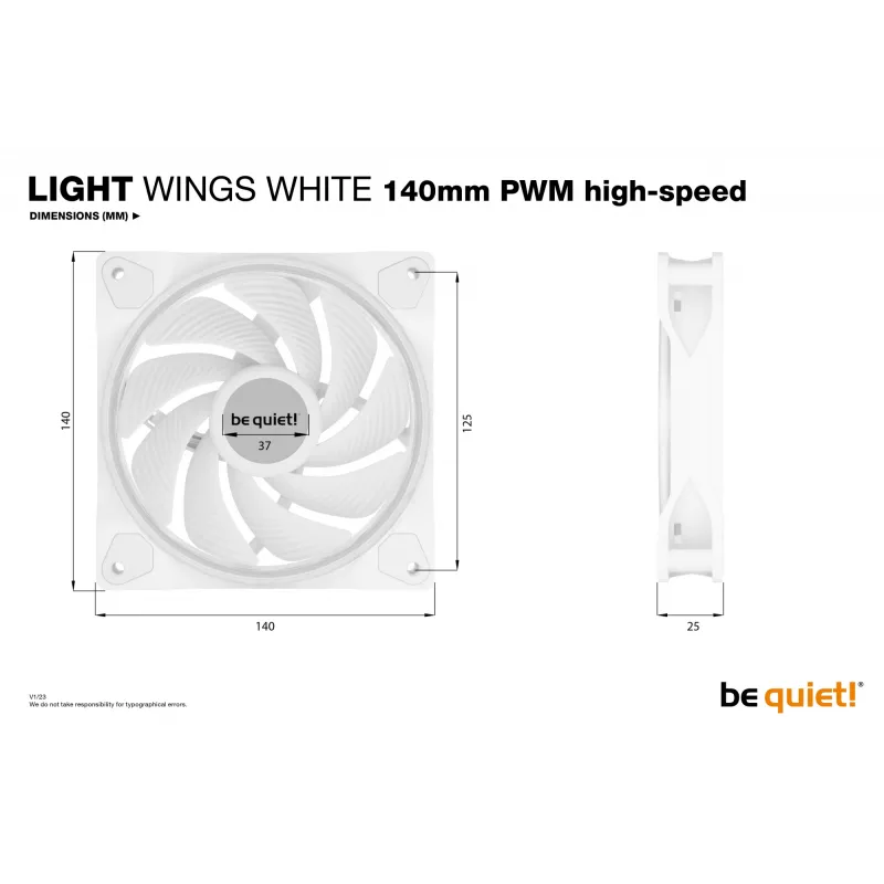 Ventoinha para caixa de computador be quiet Light Wings White | 140mm PWM high-speed Triple-Pack 14 cm 3 unidades
