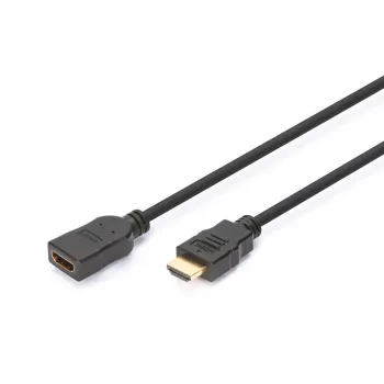 Cabo de extensão HDMI High Speed DIGITUS, Type A M/F, 3 m com Ethernet, Ultra HD 24p, dourado preto