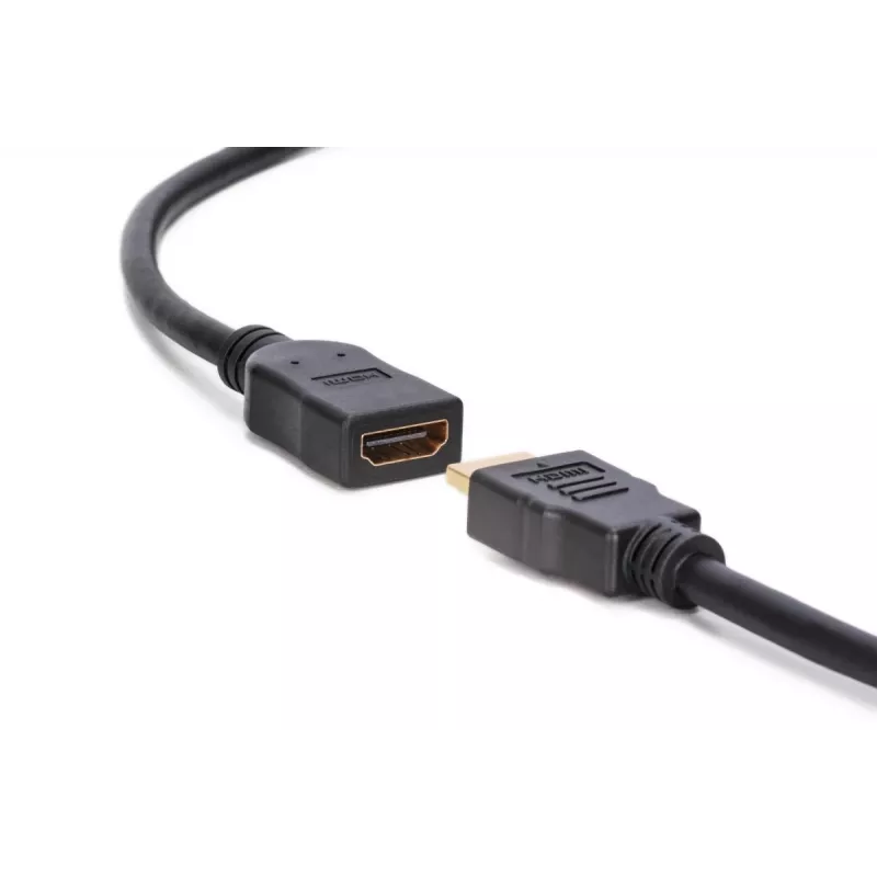 Cabo de extensão HDMI High Speed DIGITUS, tipo A M/F, 3 m com Ethernet, Ultra HD 24p, dourado preto