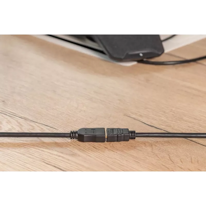 Cabo de extensão HDMI High Speed DIGITUS, tipo A M/F, 3 m com Ethernet, Ultra HD 24p, dourado preto
